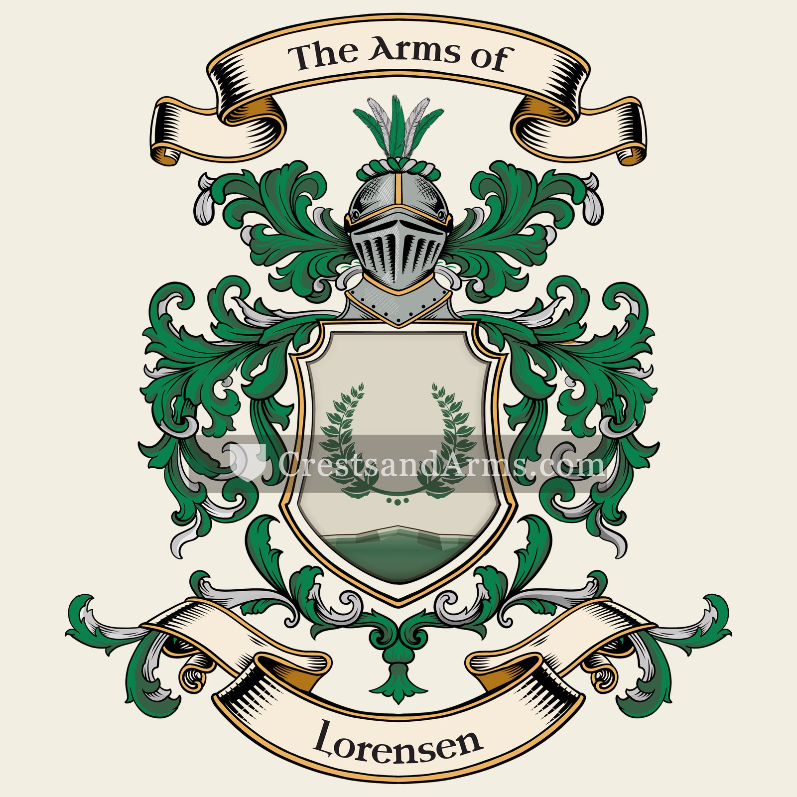 The Lorensen coat of arms, drawn from the recorded blazon