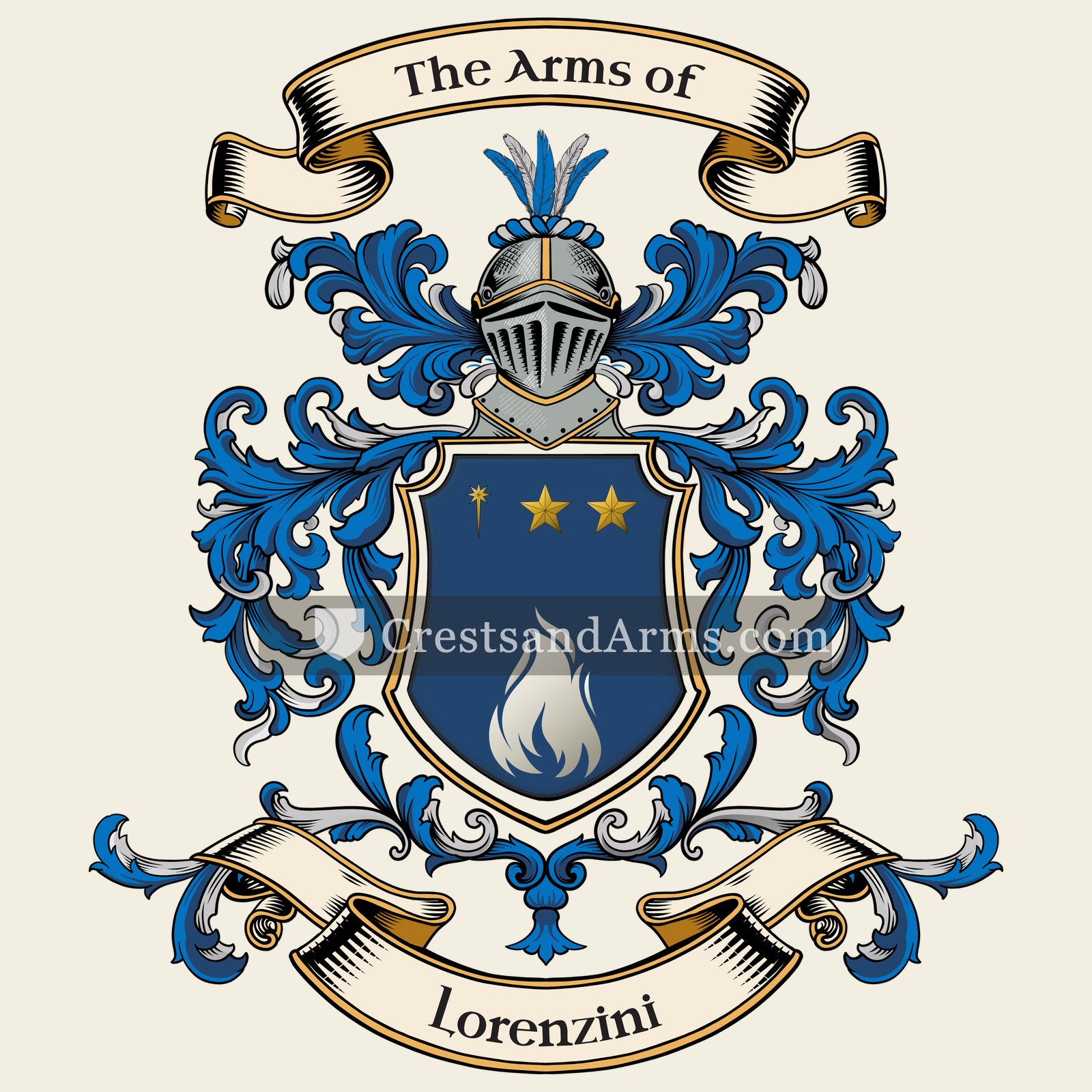 The Lorenzini coat of arms, drawn from the recorded blazon