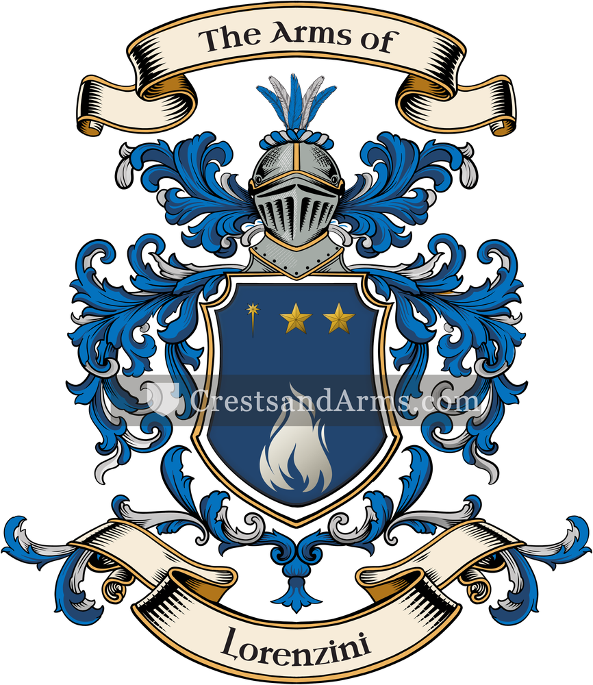 The Lorenzini coat of arms, drawn from the recorded blazon