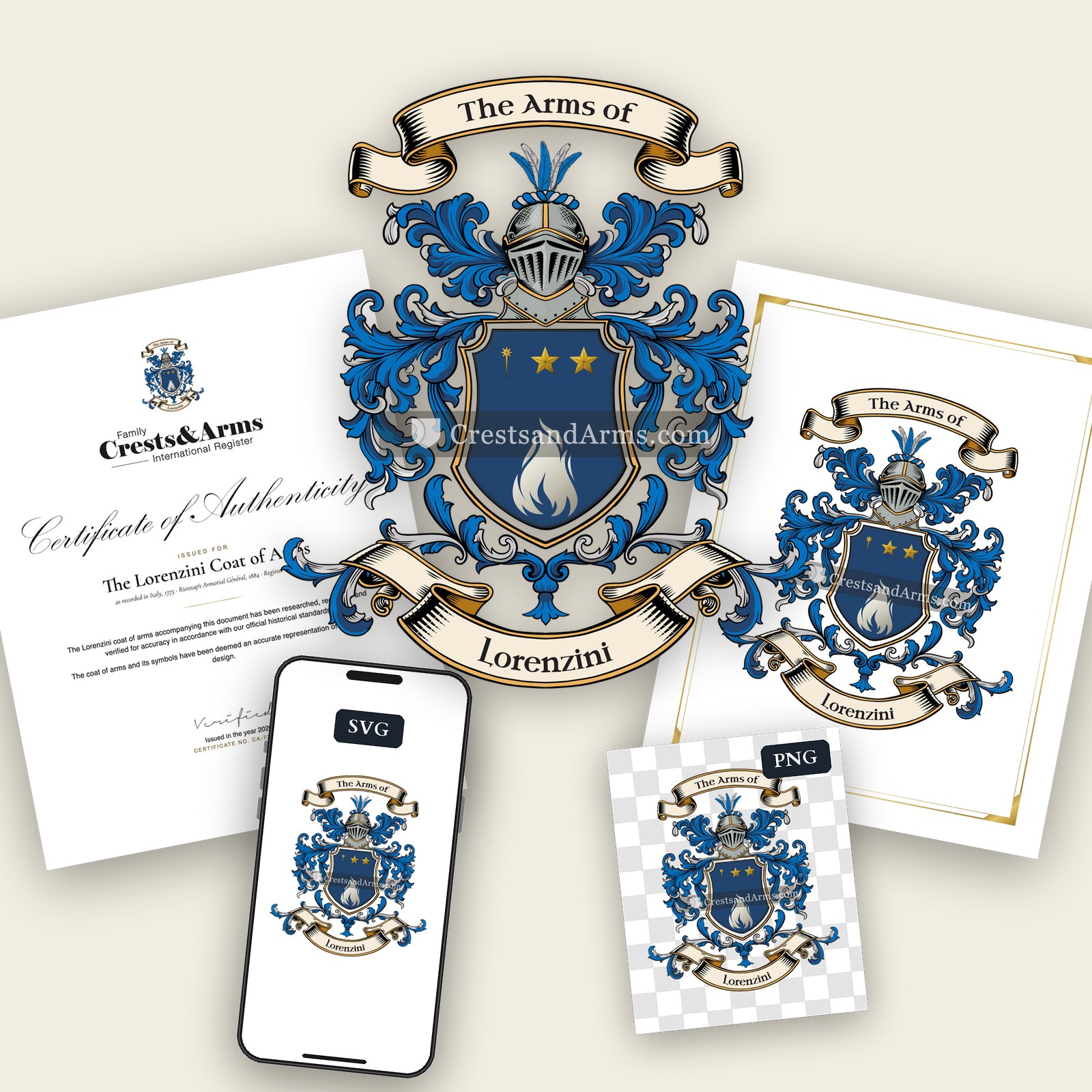 The Lorenzini arms on the coat of arms — digital pack