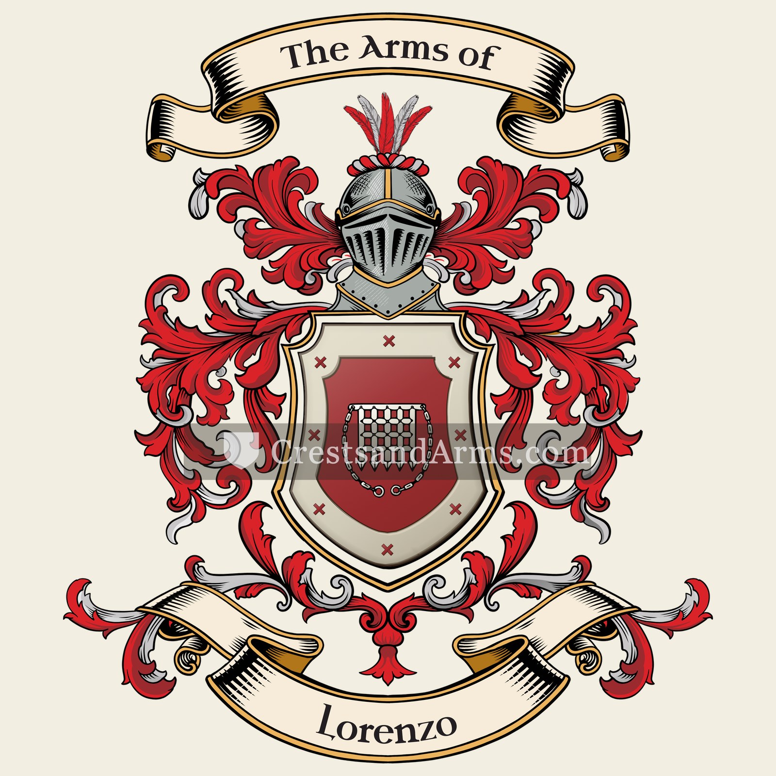 The Lorenzo coat of arms, drawn from the recorded blazon