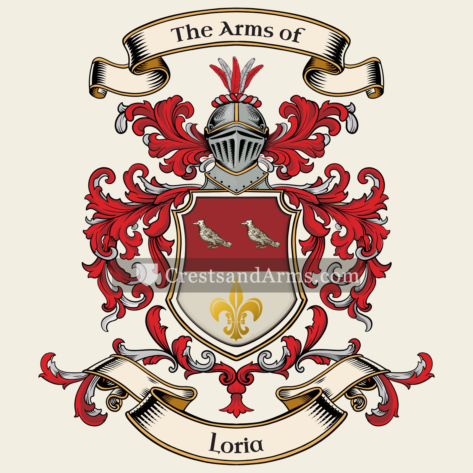 The Loria coat of arms, drawn from the recorded blazon