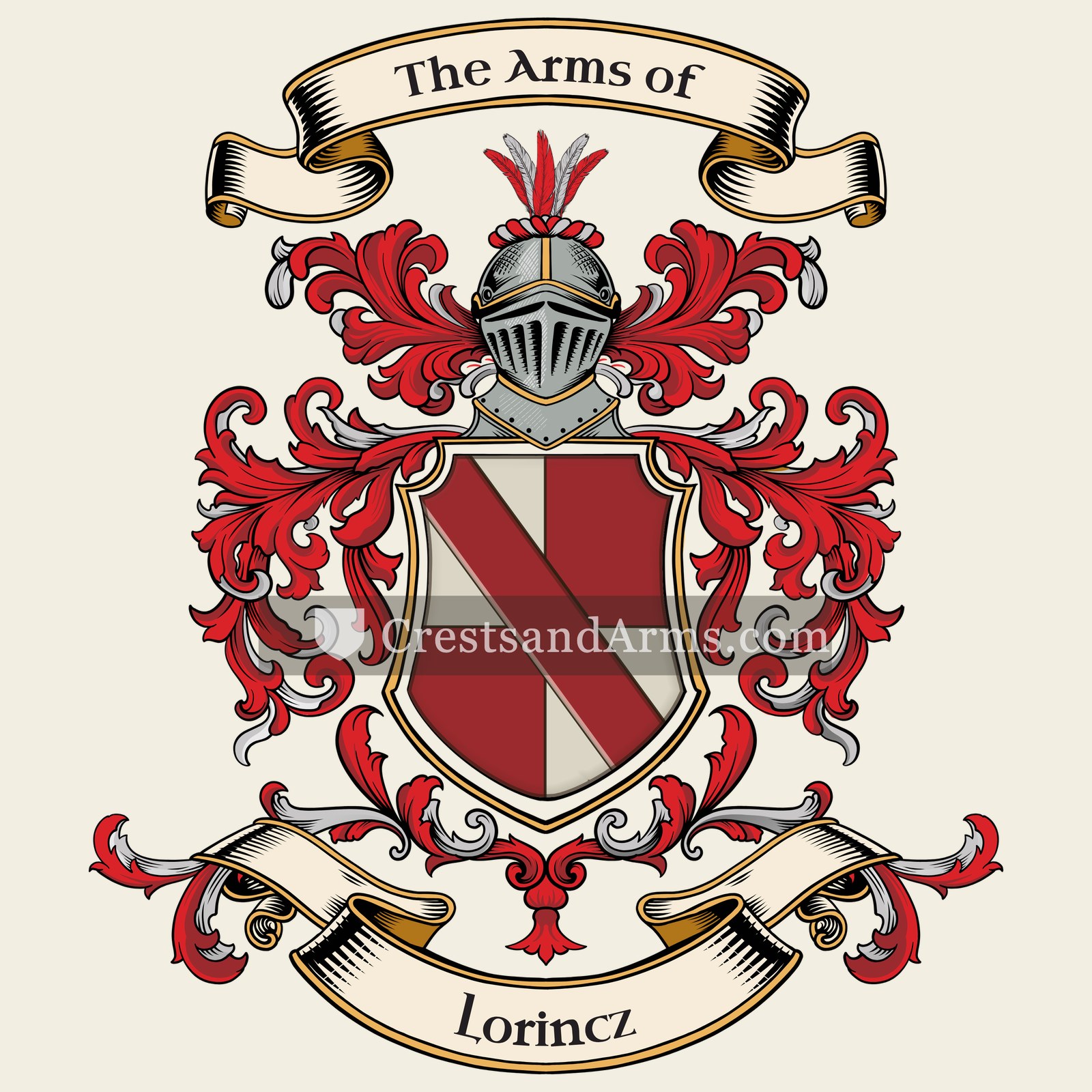 The Lorincz coat of arms, drawn from the recorded blazon