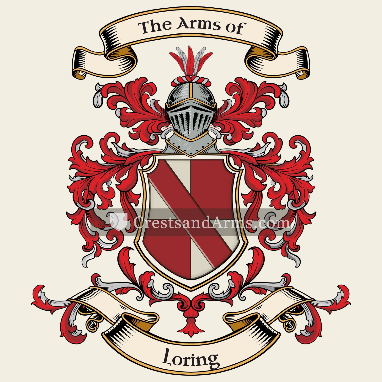 The Loring coat of arms, drawn from the recorded blazon