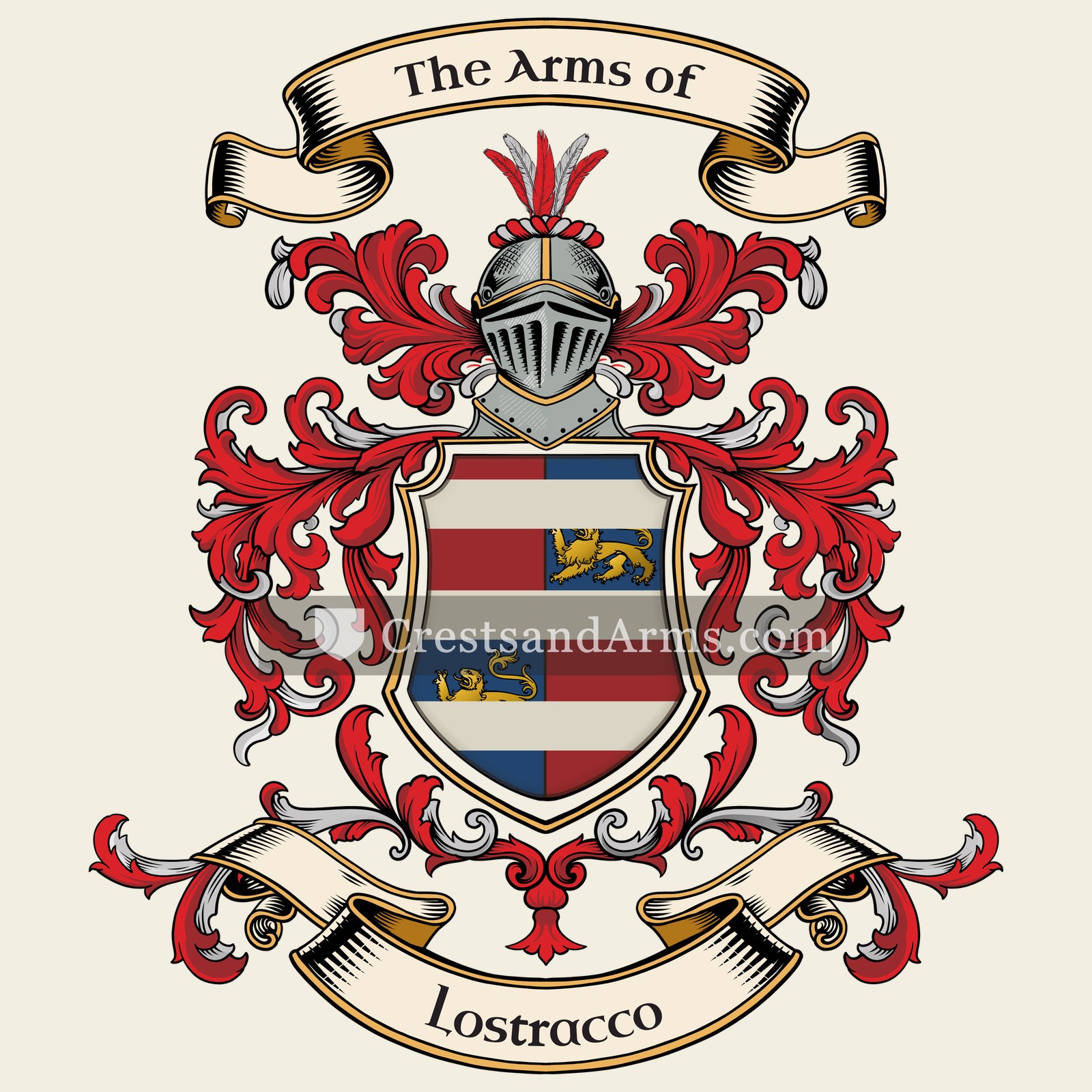 The Lostracco coat of arms, drawn from the recorded blazon
