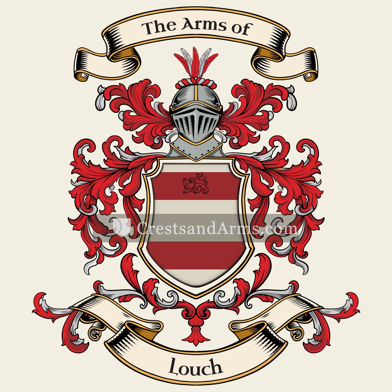 The Louch coat of arms, drawn from the recorded blazon