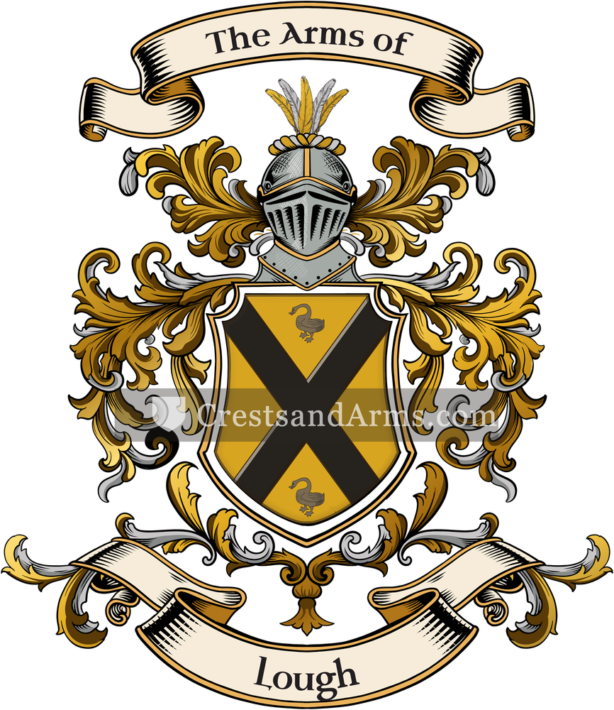 The Lough coat of arms, drawn from the recorded blazon