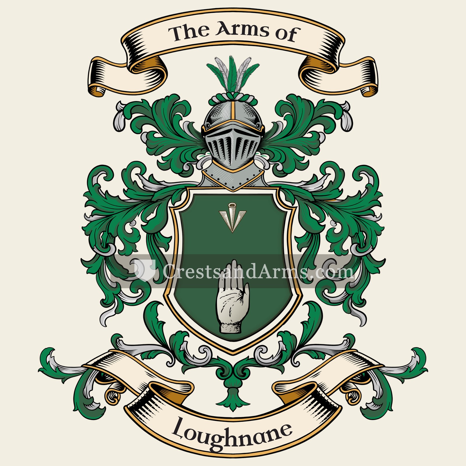 The Loughnane coat of arms, drawn from the recorded blazon