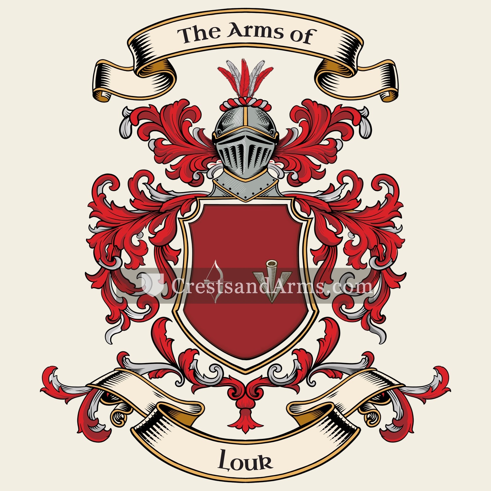 The Louk coat of arms, drawn from the recorded blazon