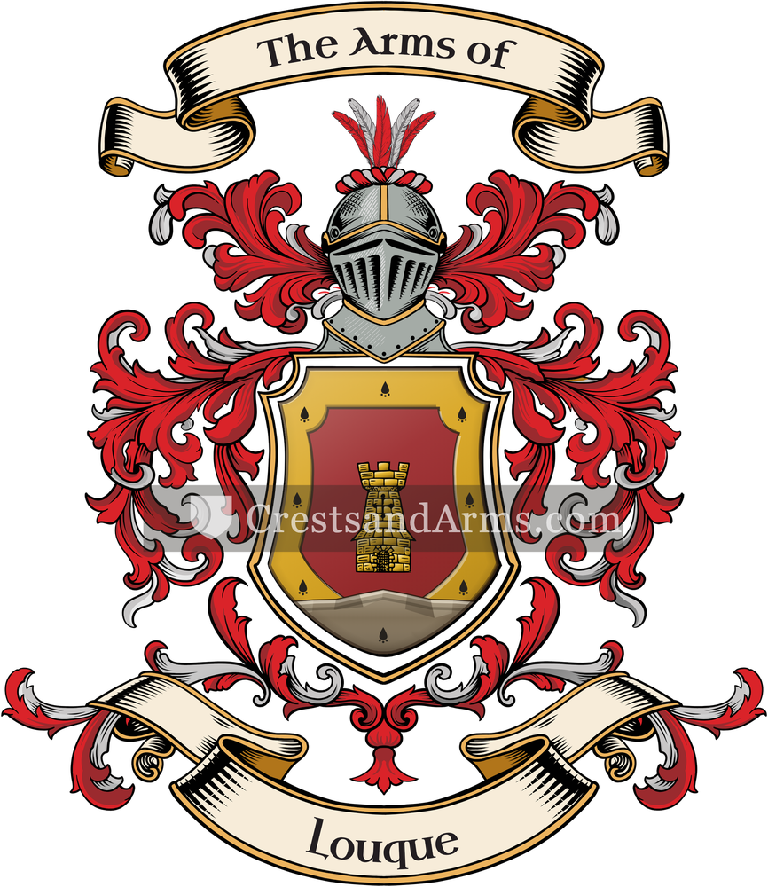 The Louque coat of arms, drawn from the recorded blazon