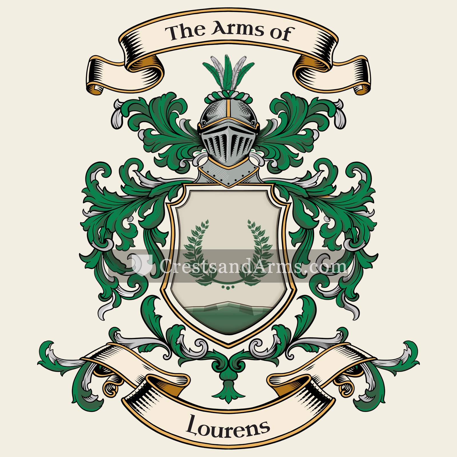 The Lourens coat of arms, drawn from the recorded blazon
