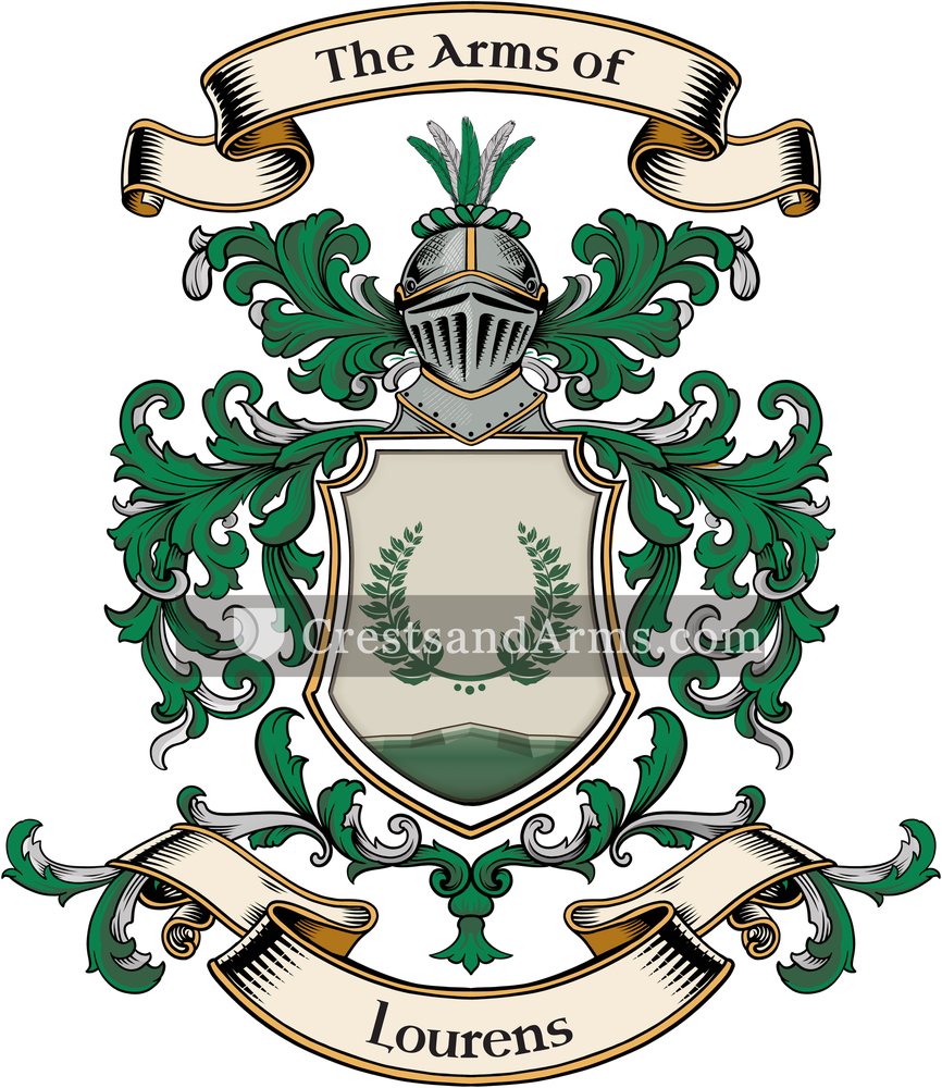 The Lourens coat of arms, drawn from the recorded blazon