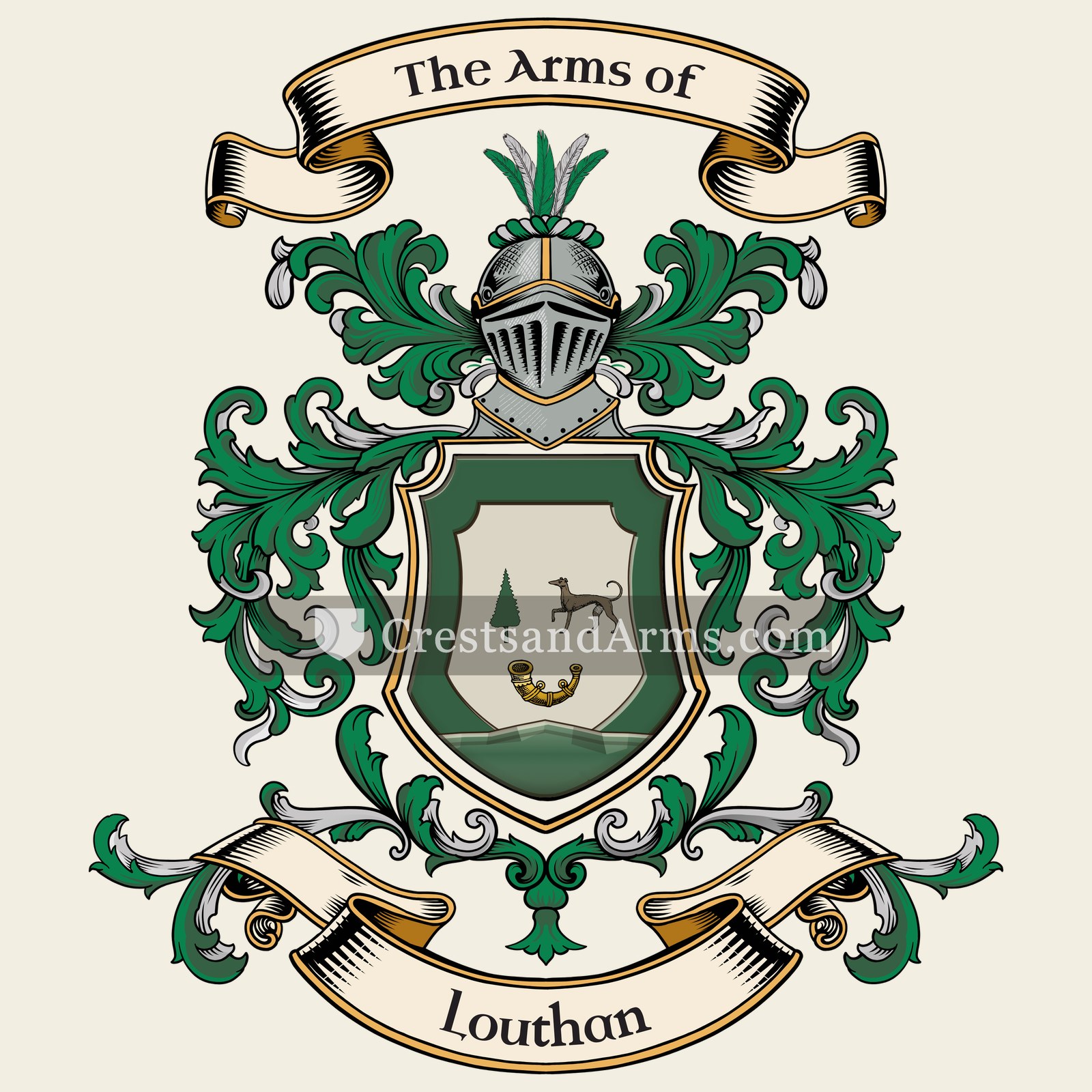 The Louthan coat of arms, drawn from the recorded blazon
