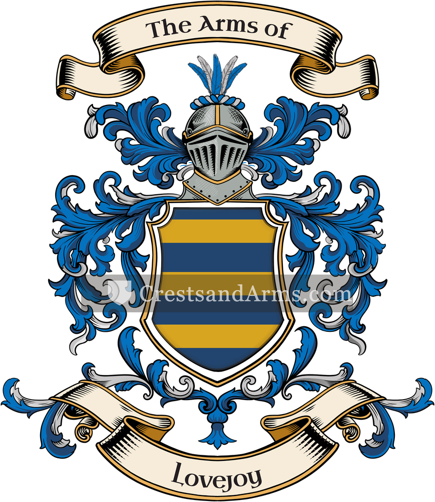 The Lovejoy coat of arms, drawn from the recorded blazon