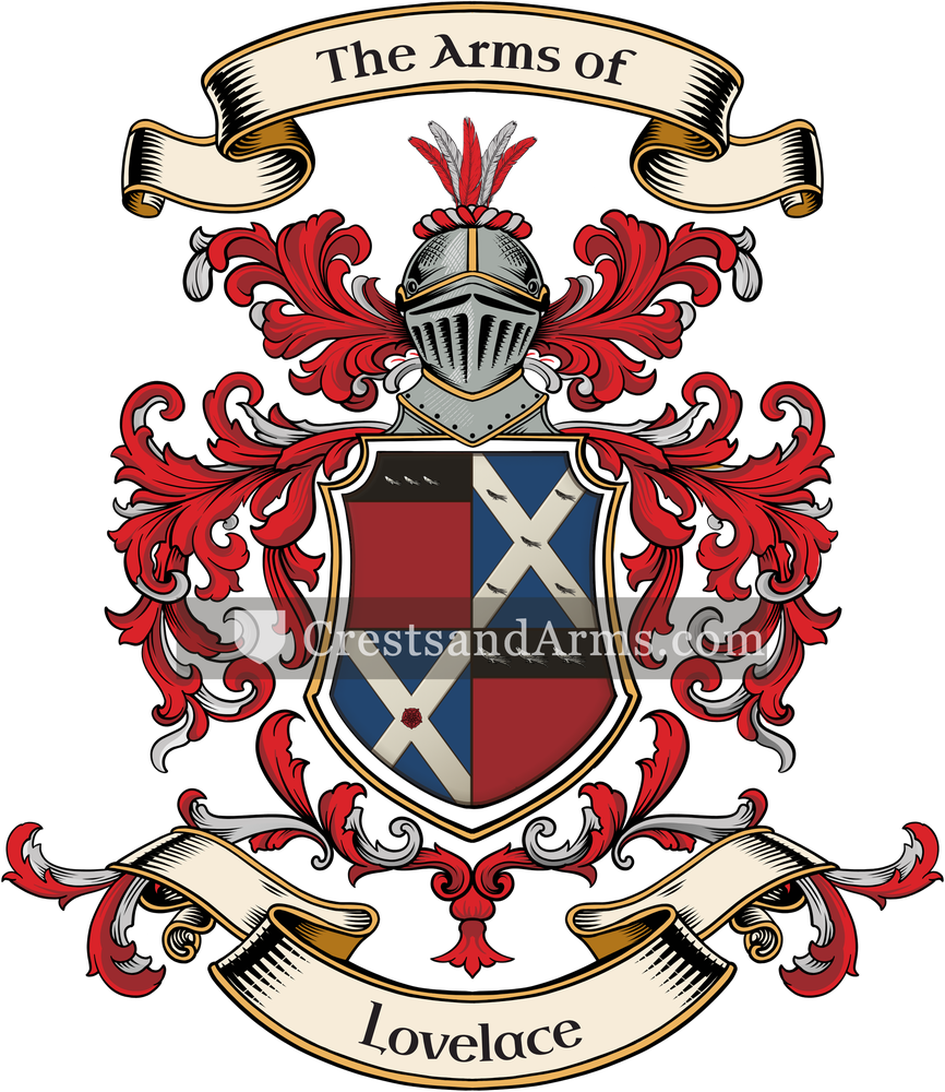 The Lovelace coat of arms, drawn from the recorded blazon