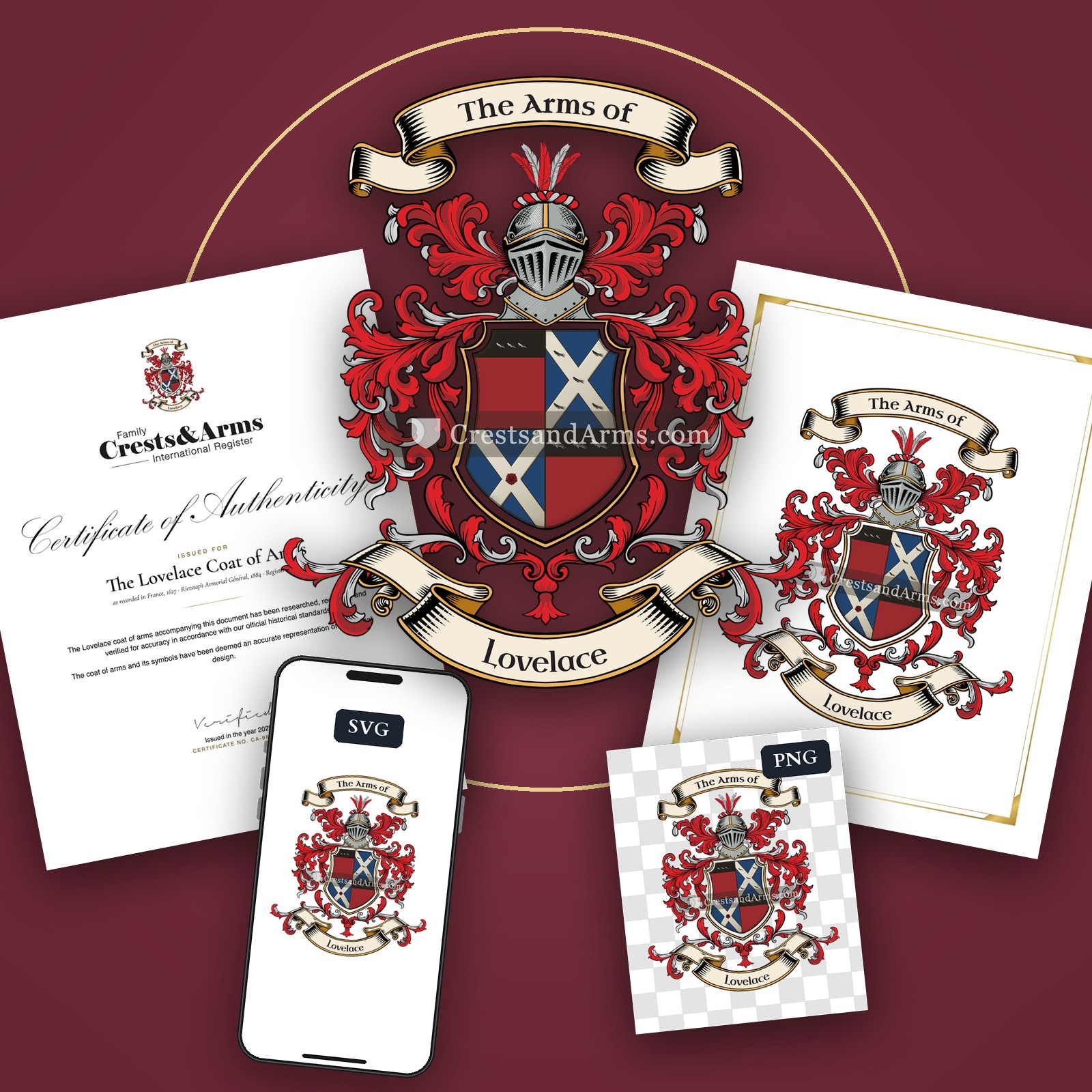 The Lovelace arms on the coat of arms — digital pack
