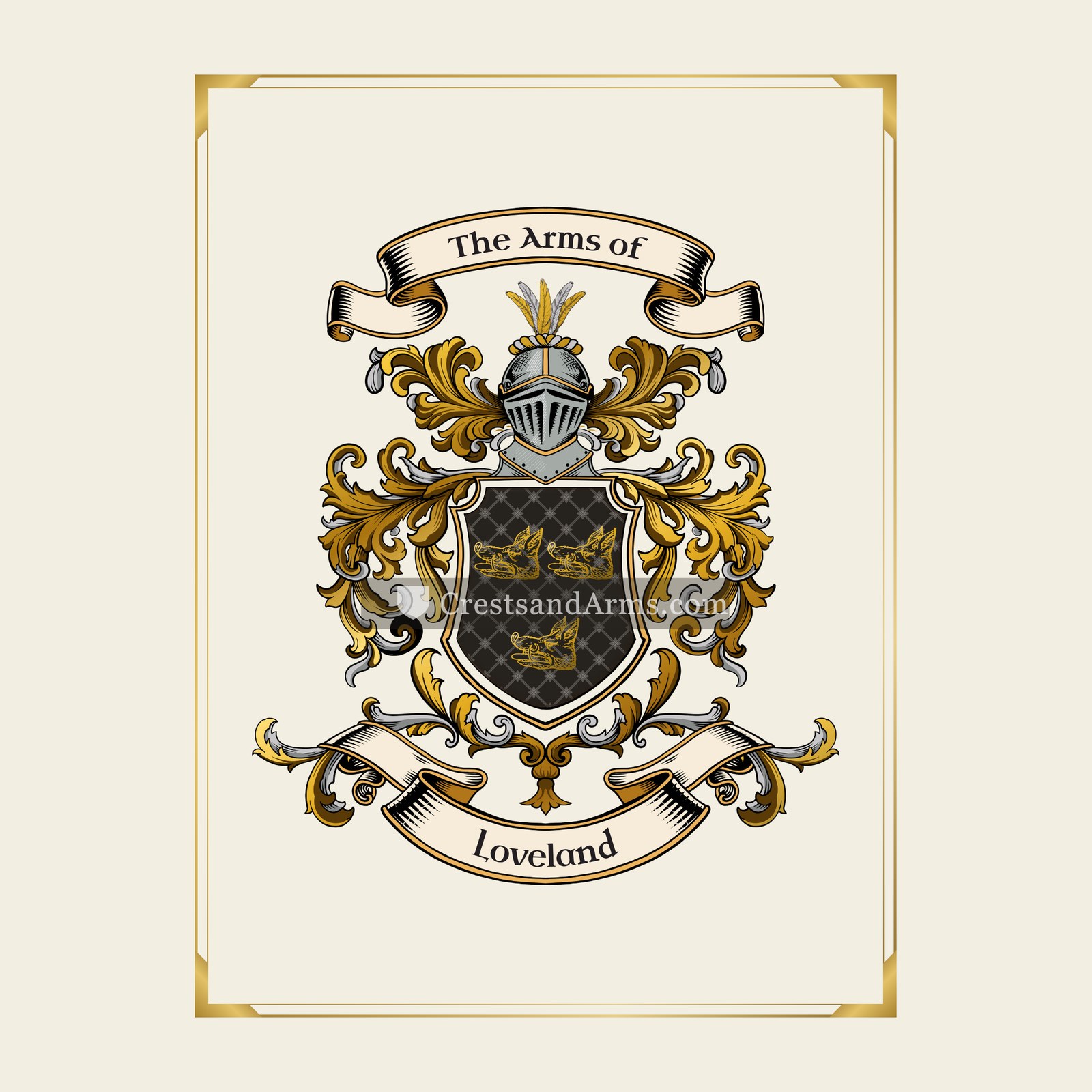 With gold border