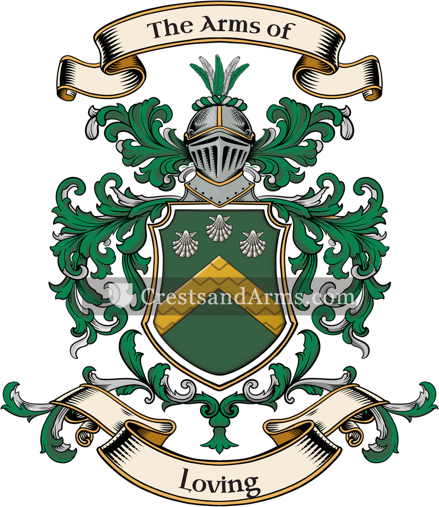 The Loving coat of arms, drawn from the recorded blazon