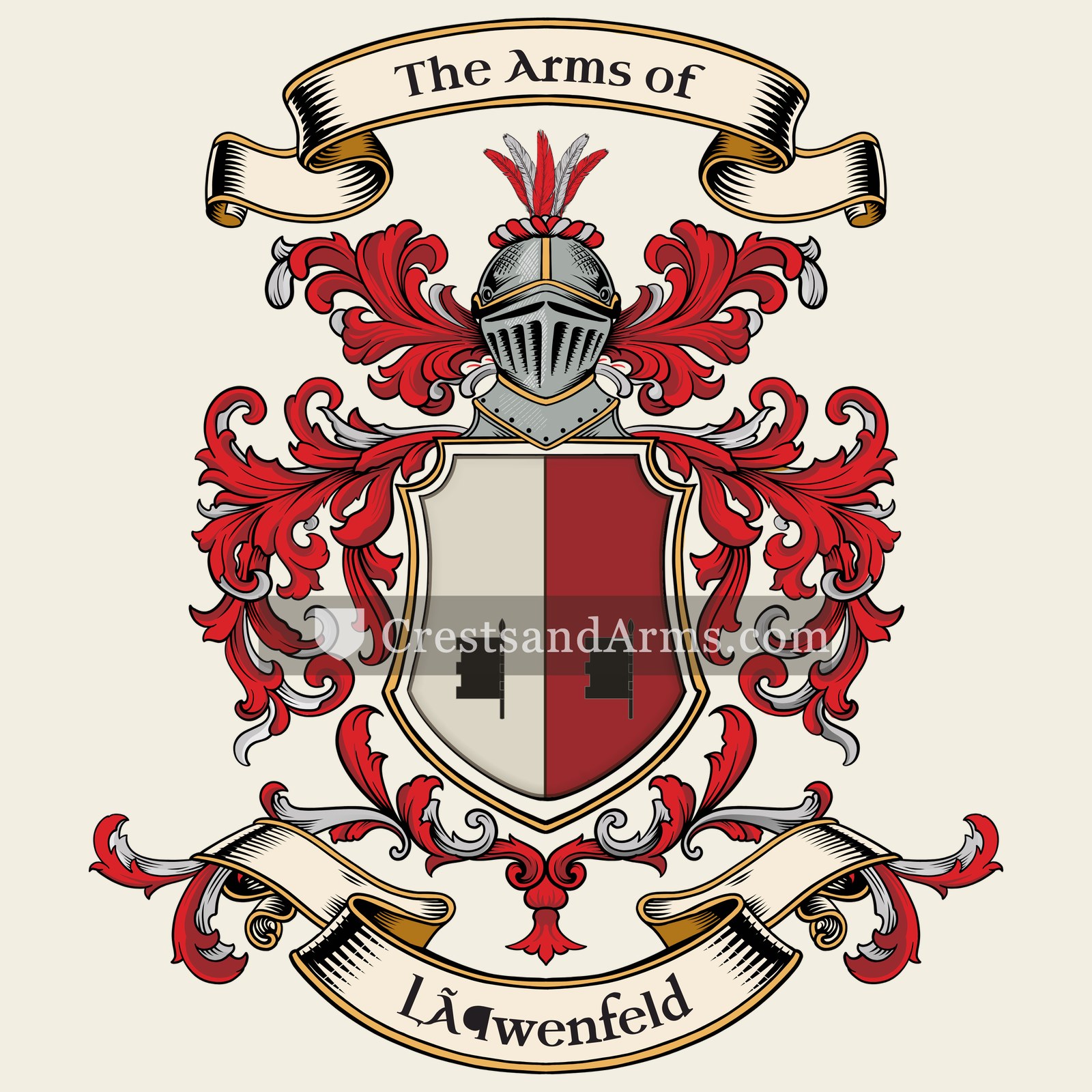 The Löwenfeld coat of arms, drawn from the recorded blazon