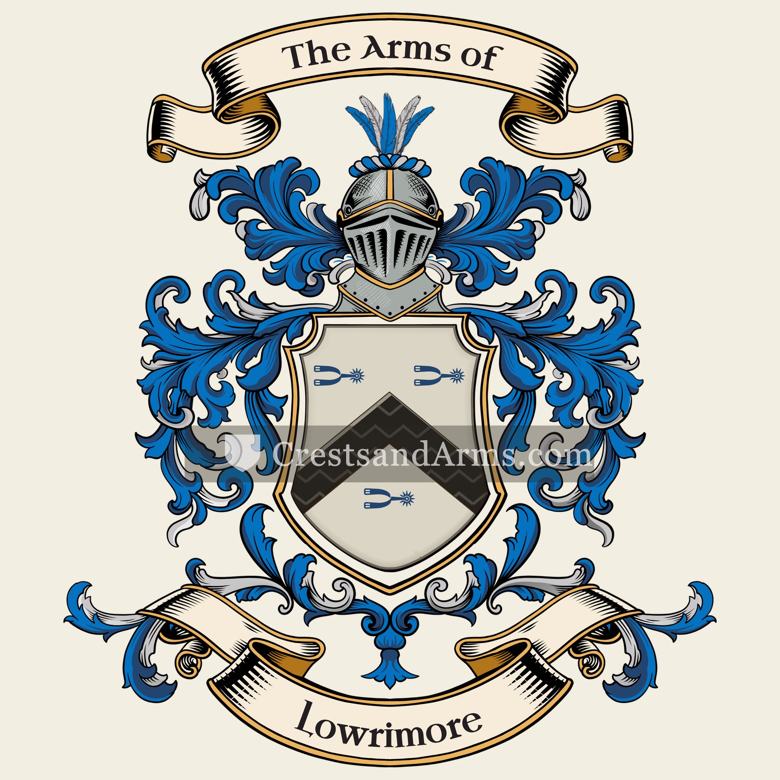 The Lowrimore coat of arms, drawn from the recorded blazon