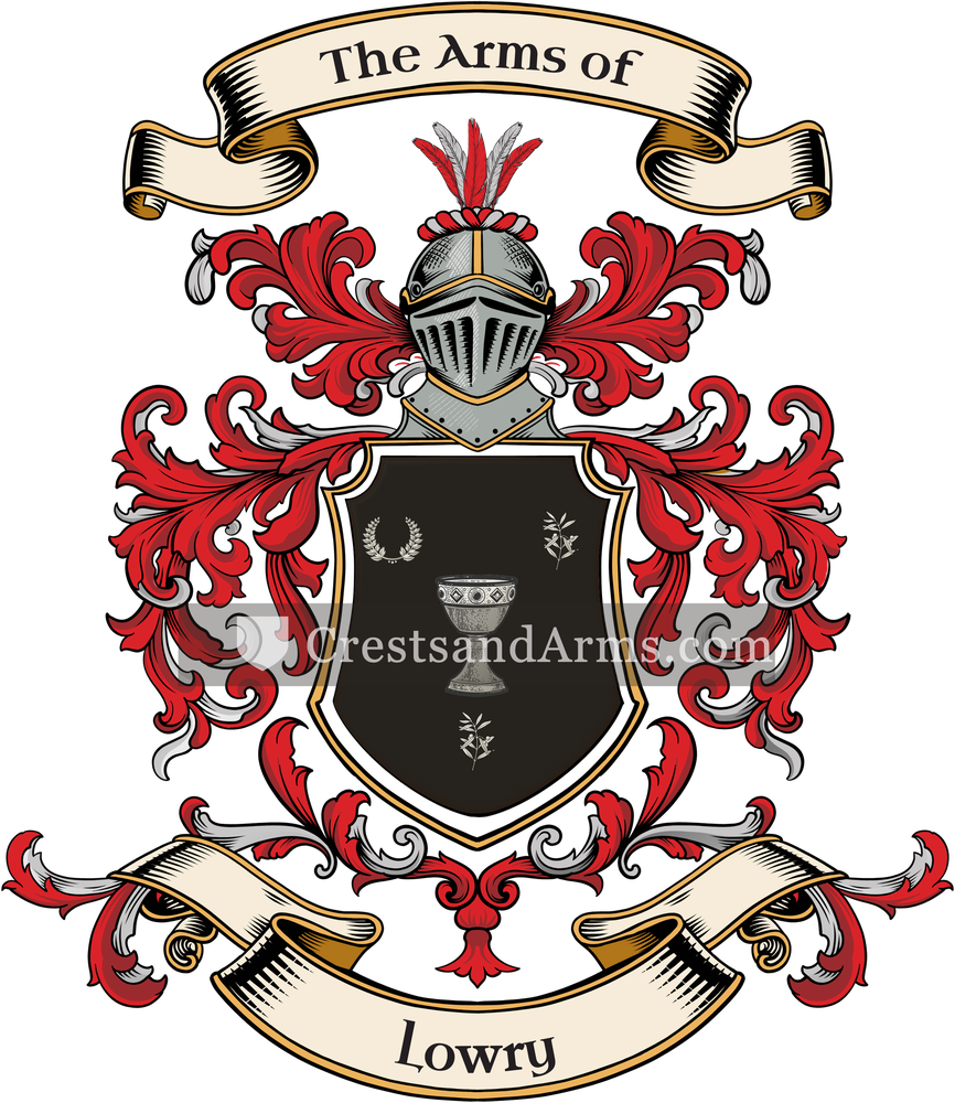 The Lowry coat of arms, drawn from the recorded blazon