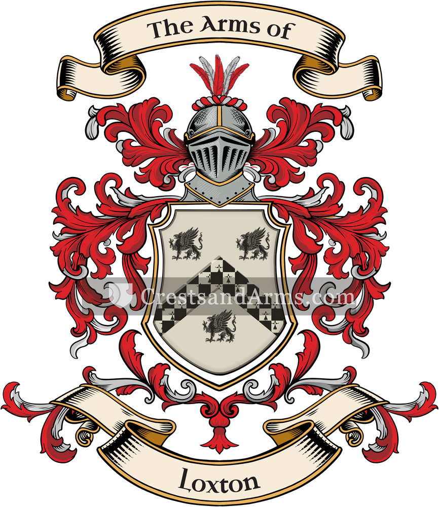 The Loxton coat of arms, drawn from the recorded blazon