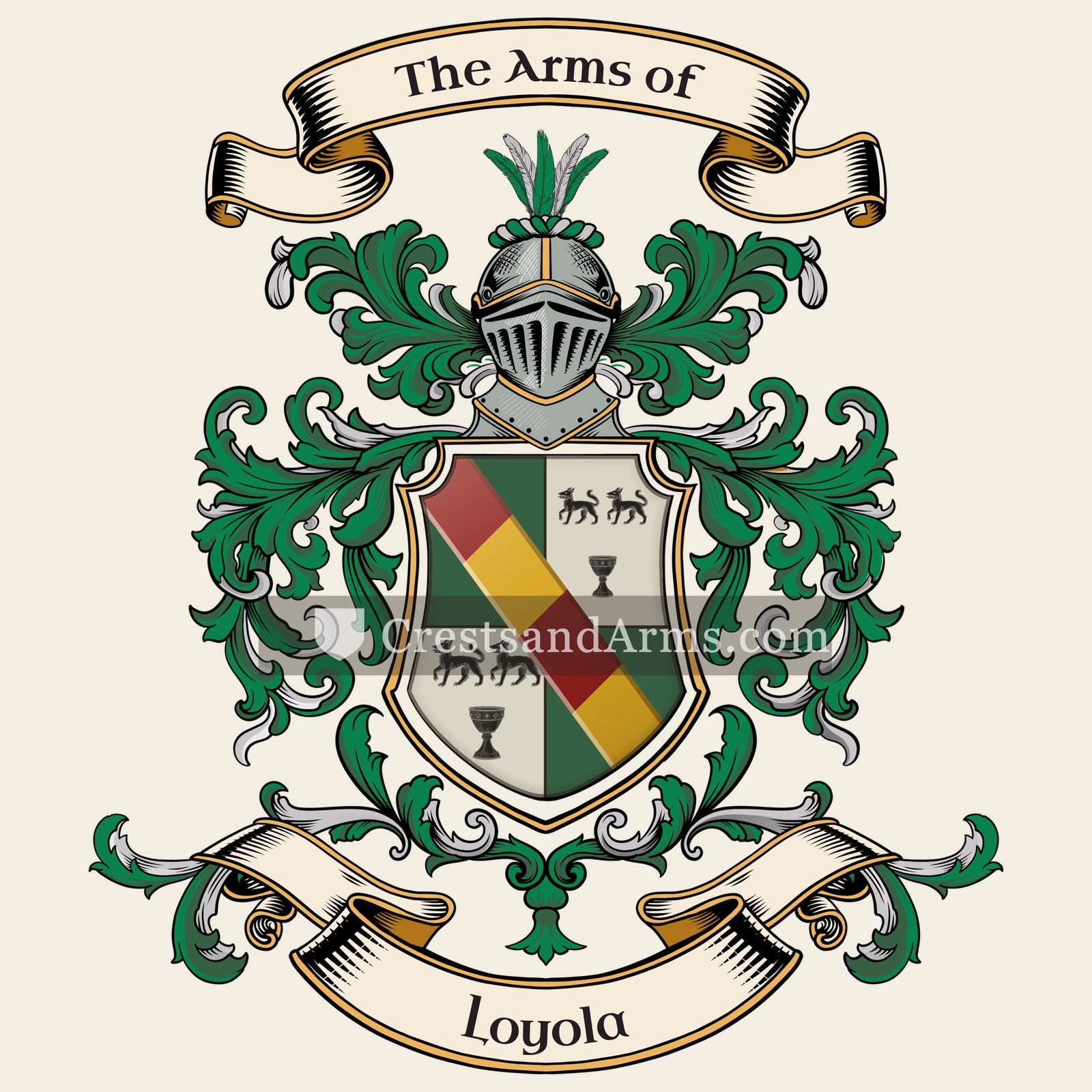 The Loyola coat of arms, drawn from the recorded blazon