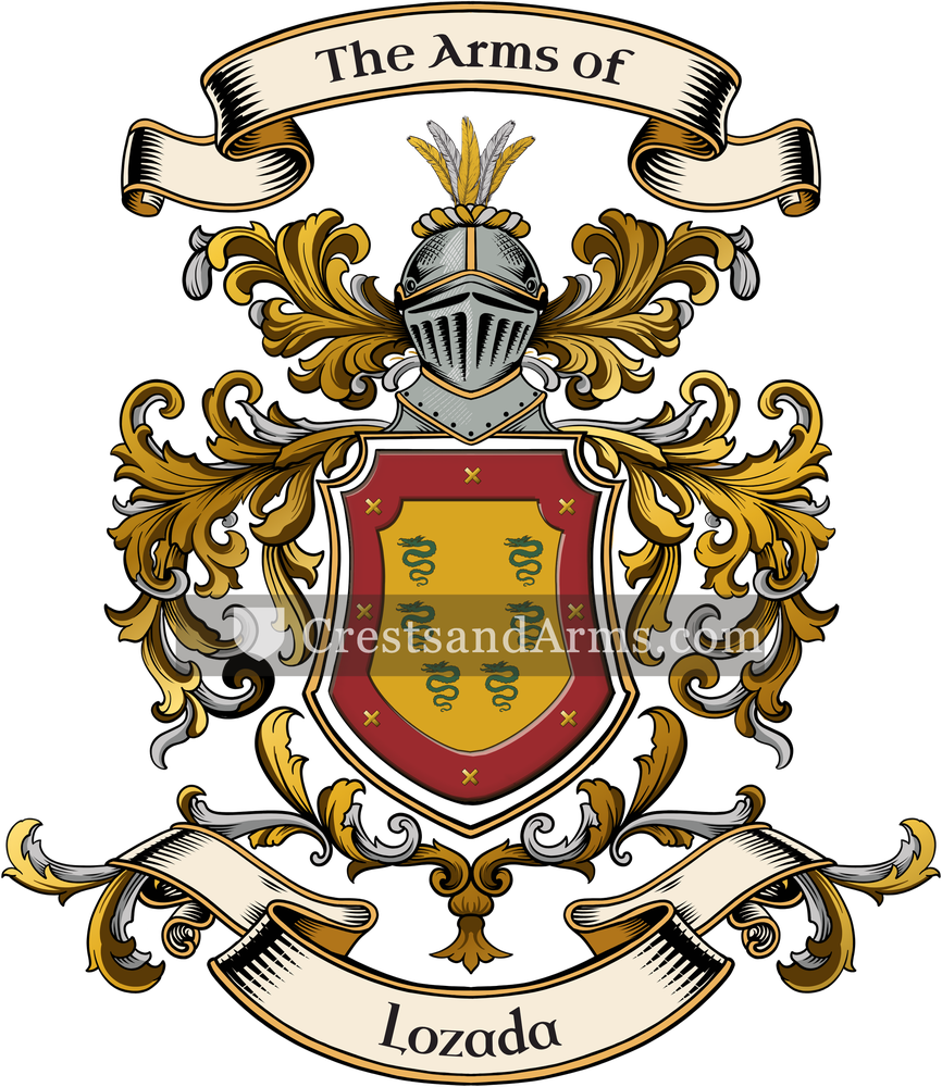 The Lozada coat of arms, drawn from the recorded blazon