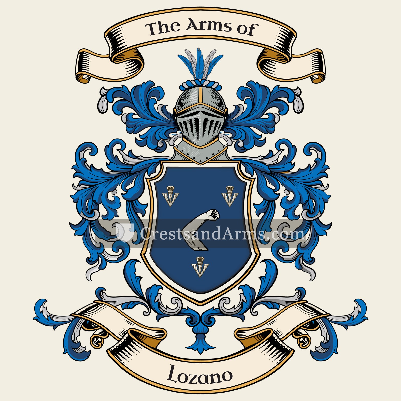 The Lozano coat of arms, drawn from the recorded blazon