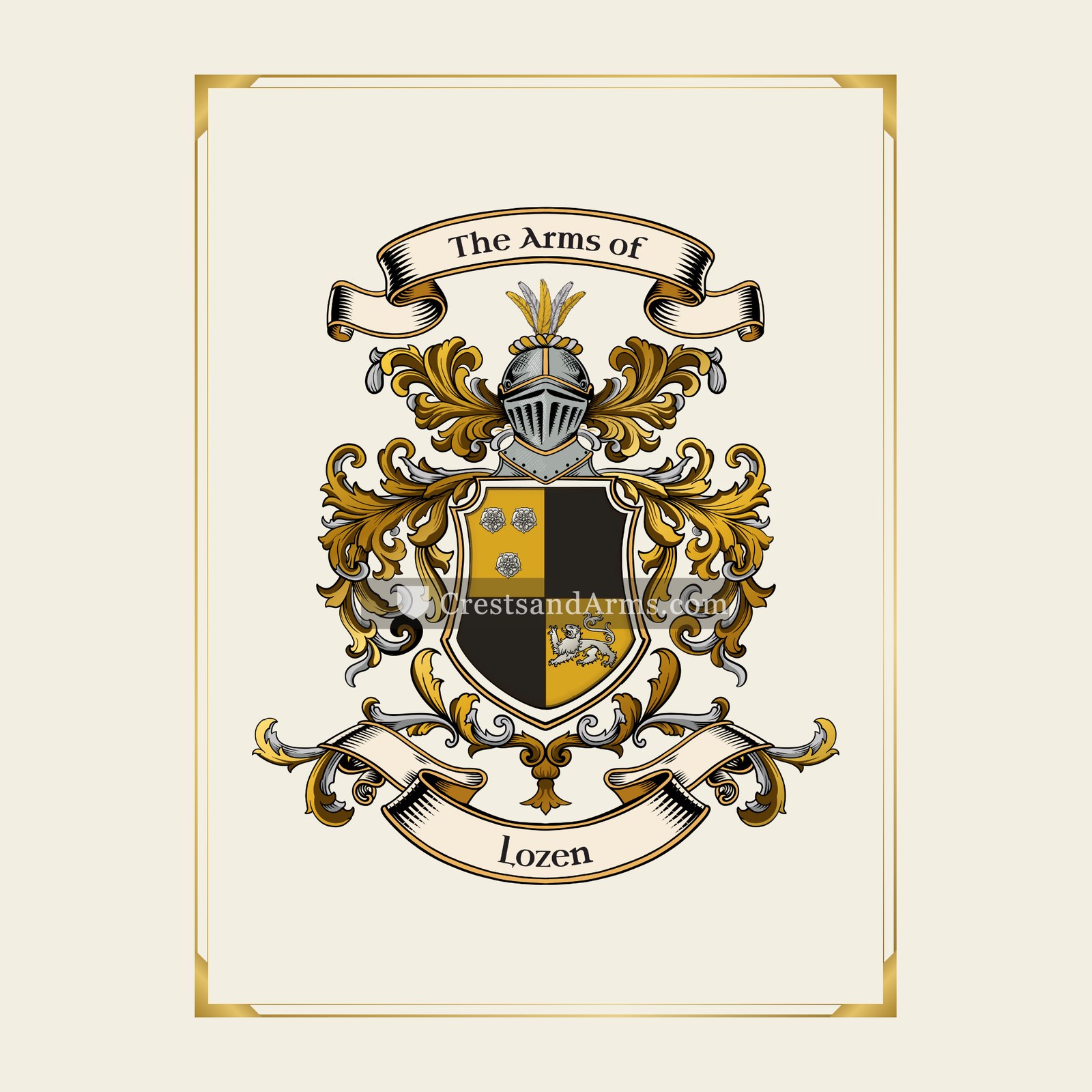 With gold border