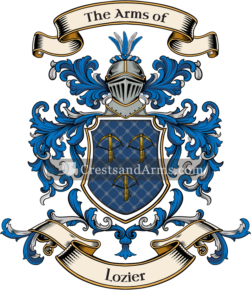 The Lozier coat of arms, drawn from the recorded blazon
