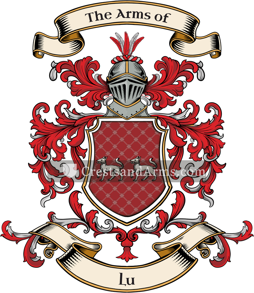 The Lu coat of arms, drawn from the recorded blazon