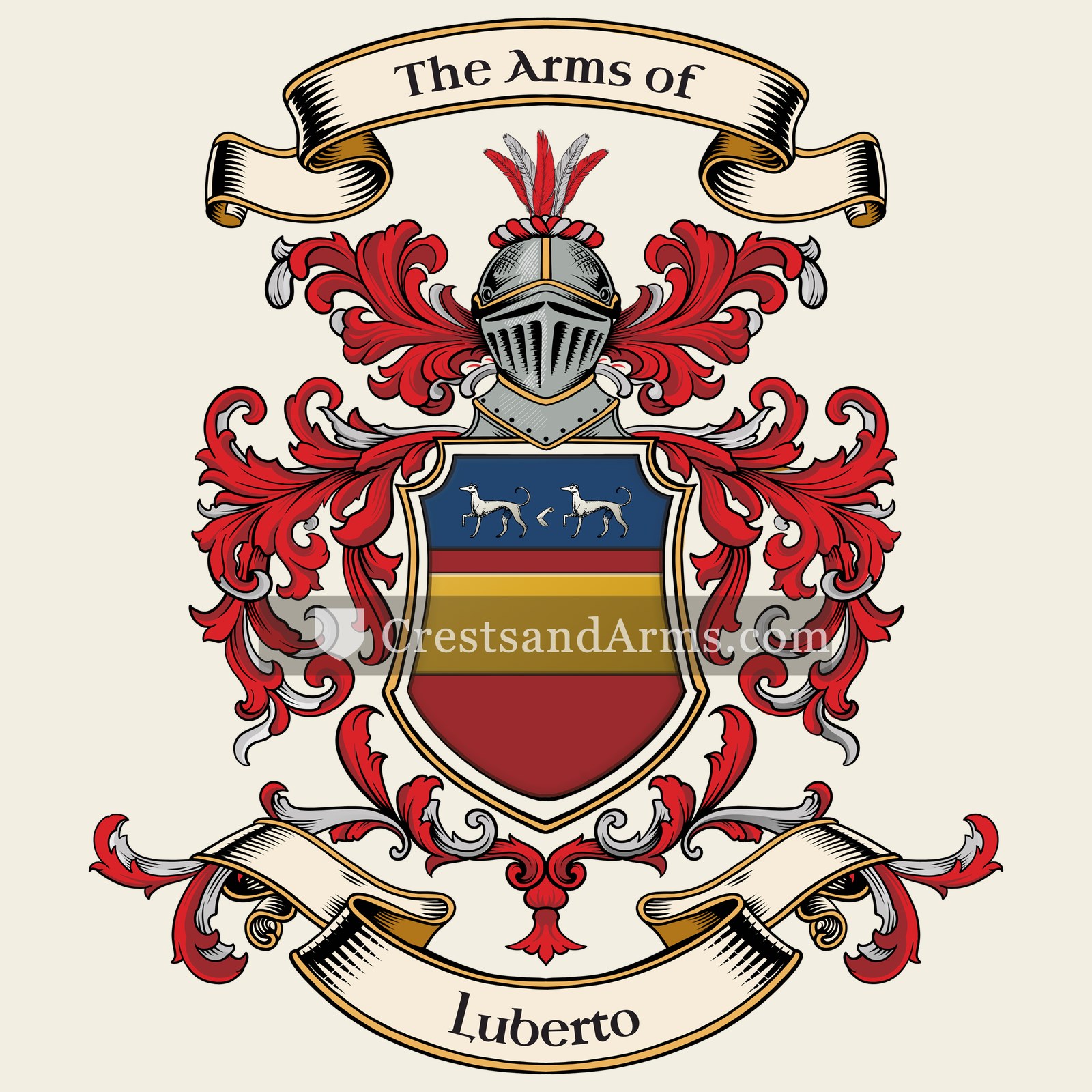 The Luberto coat of arms, drawn from the recorded blazon