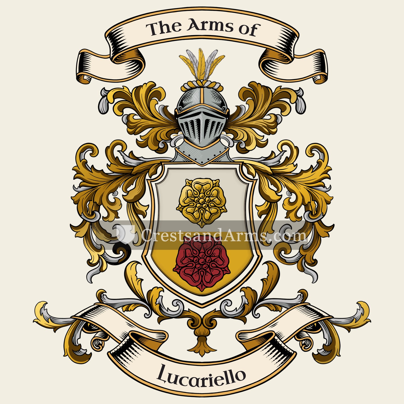 The Lucariello coat of arms, drawn from the recorded blazon