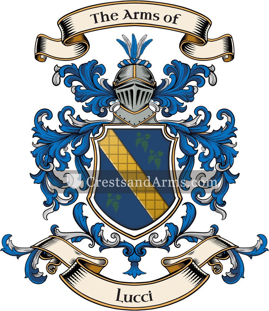 The Lucci coat of arms, drawn from the recorded blazon