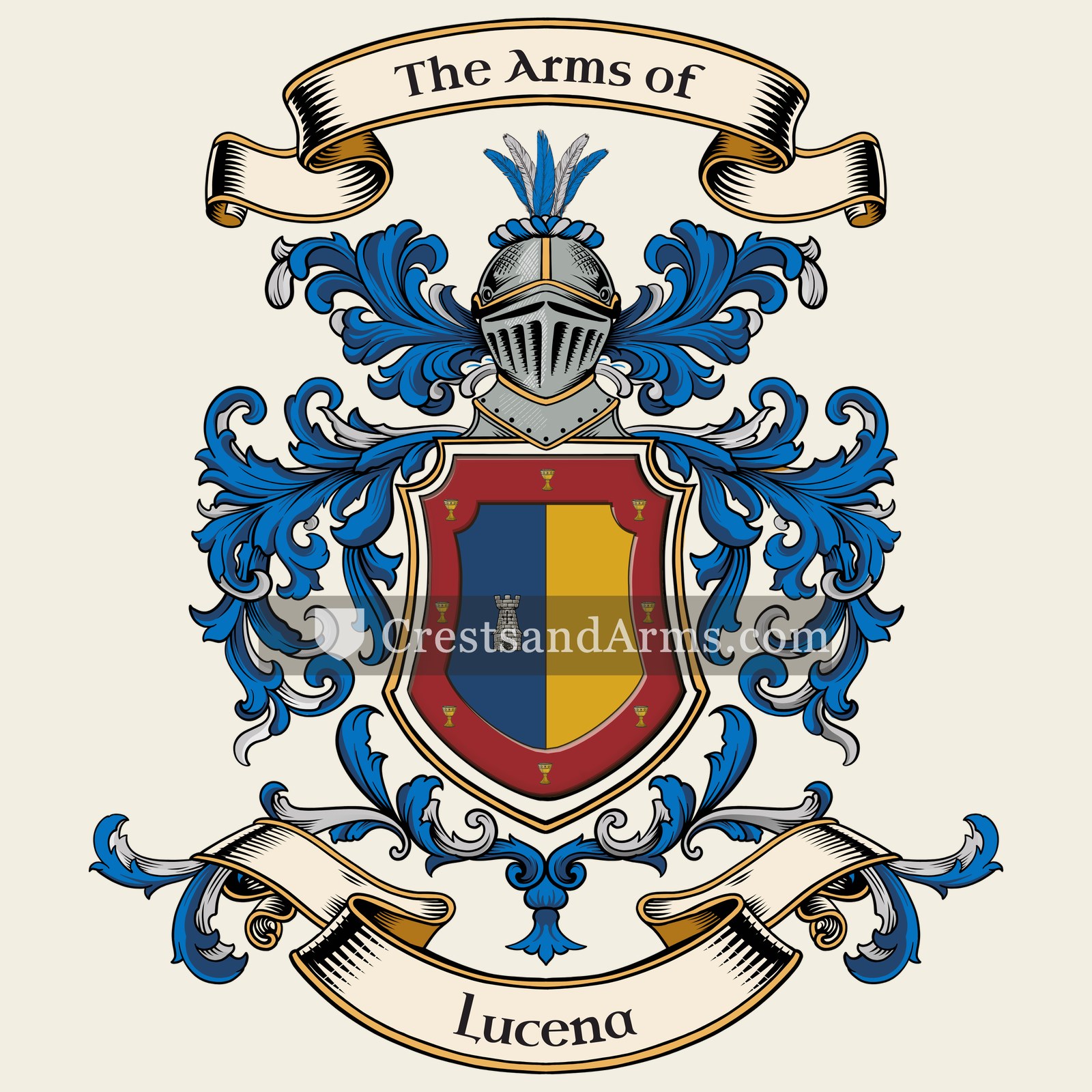 The Lucena coat of arms, drawn from the recorded blazon