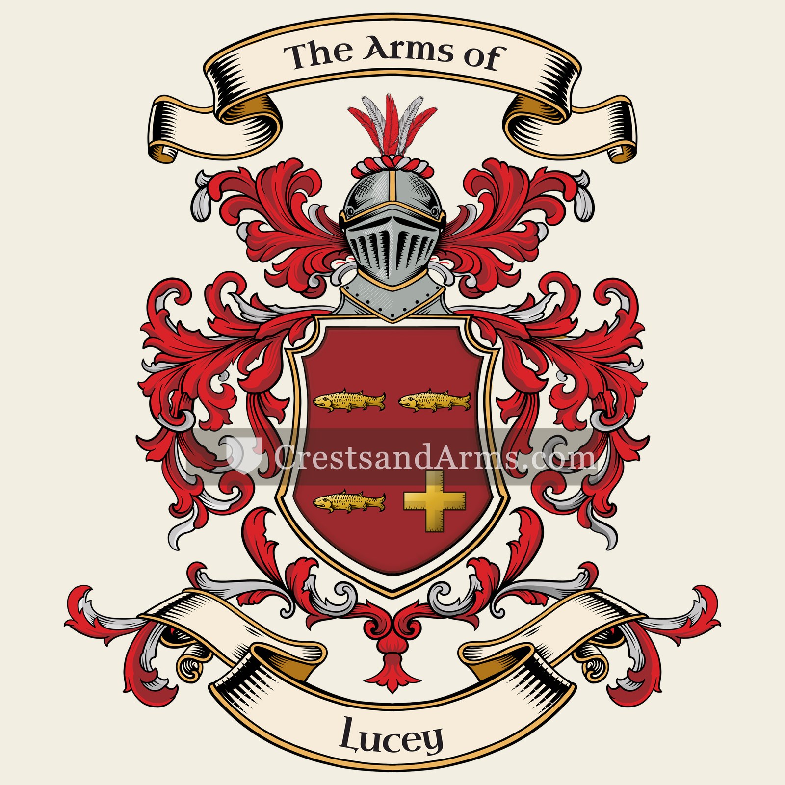 The Lucey coat of arms, drawn from the recorded blazon