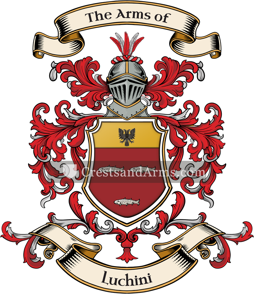 The Luchini coat of arms, drawn from the recorded blazon