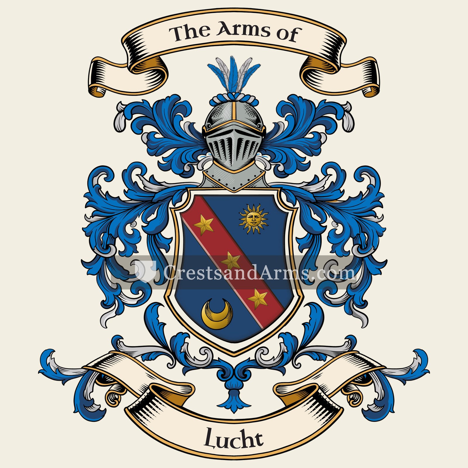 The Lucht coat of arms, drawn from the recorded blazon