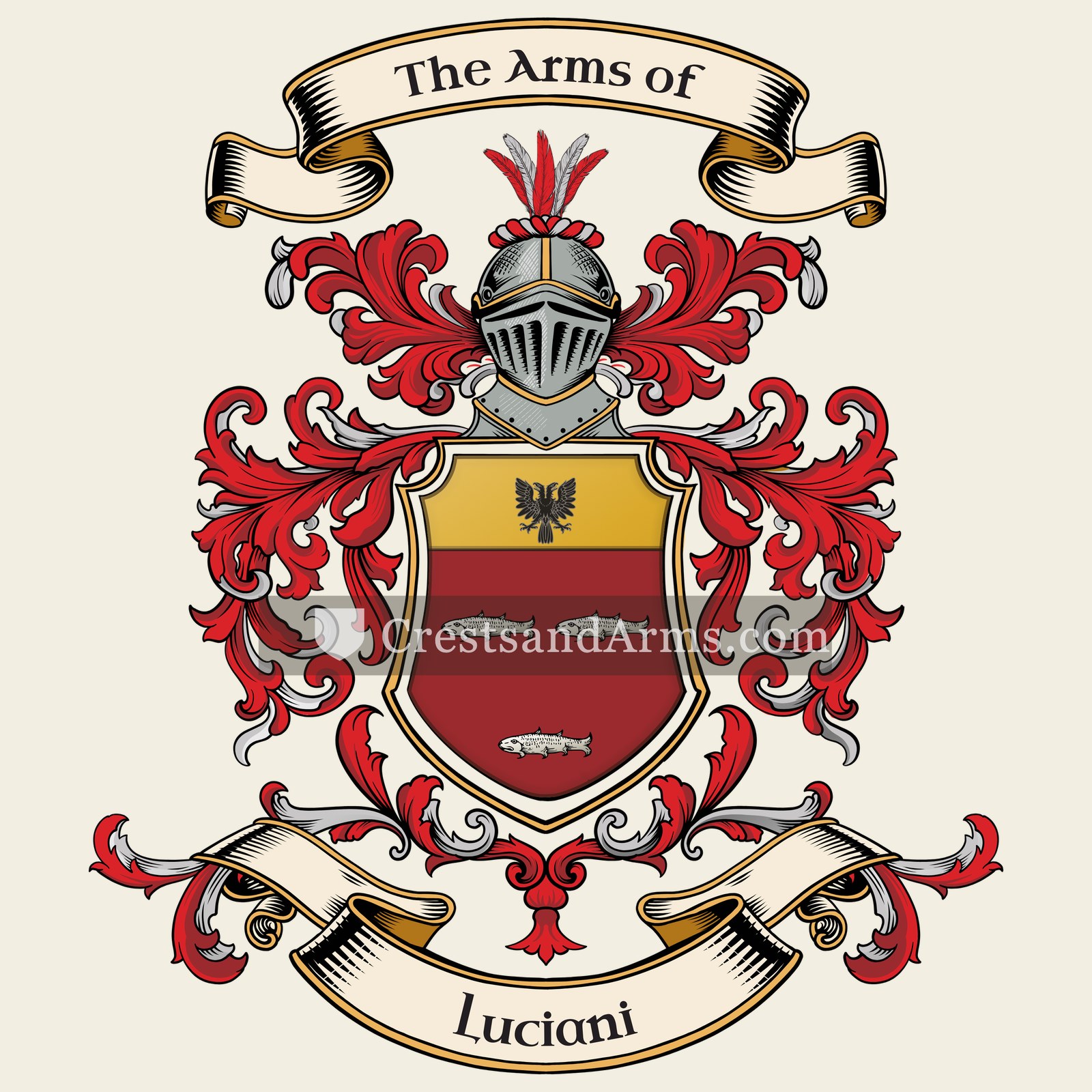 The Luciani coat of arms, drawn from the recorded blazon