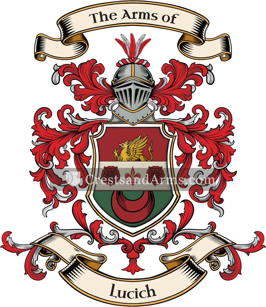 The Lucich coat of arms, drawn from the recorded blazon