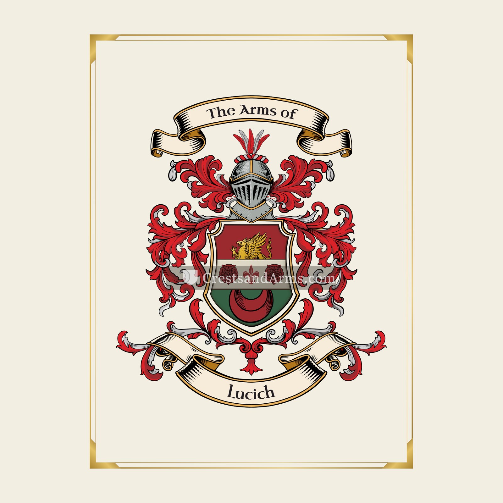 With gold border