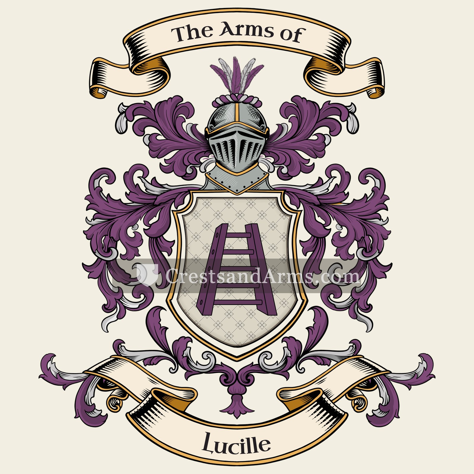 The Lucille coat of arms, drawn from the recorded blazon