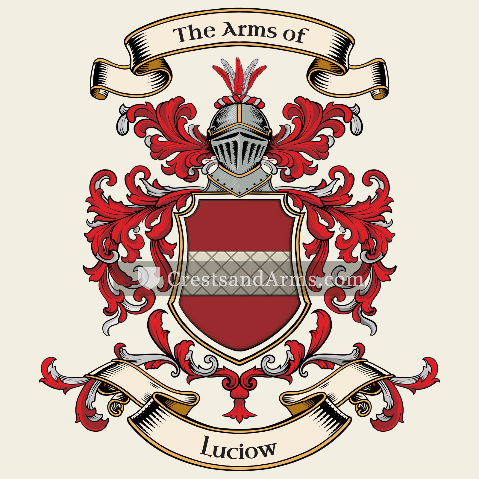 The Luciow coat of arms, drawn from the recorded blazon