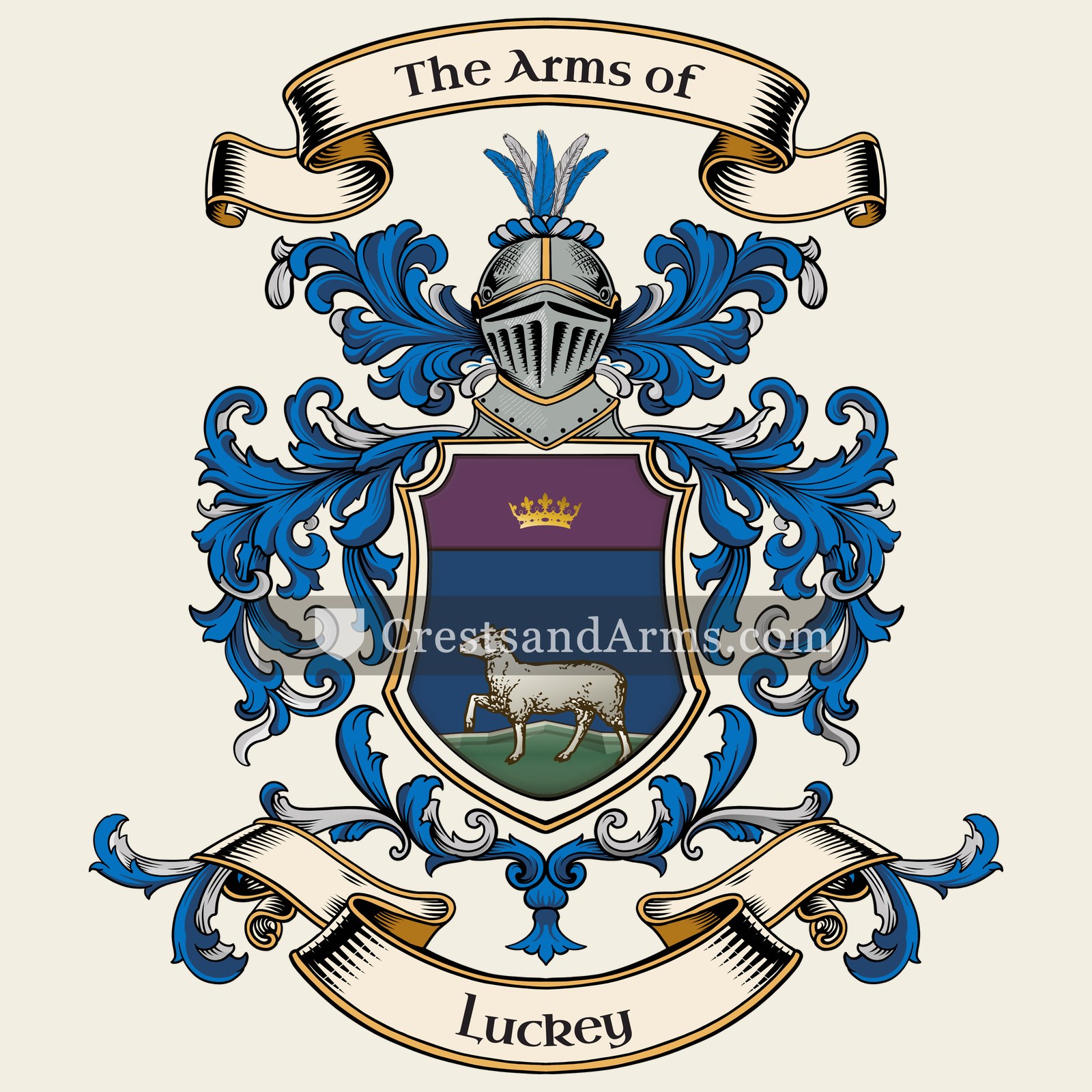 The Luckey coat of arms, drawn from the recorded blazon