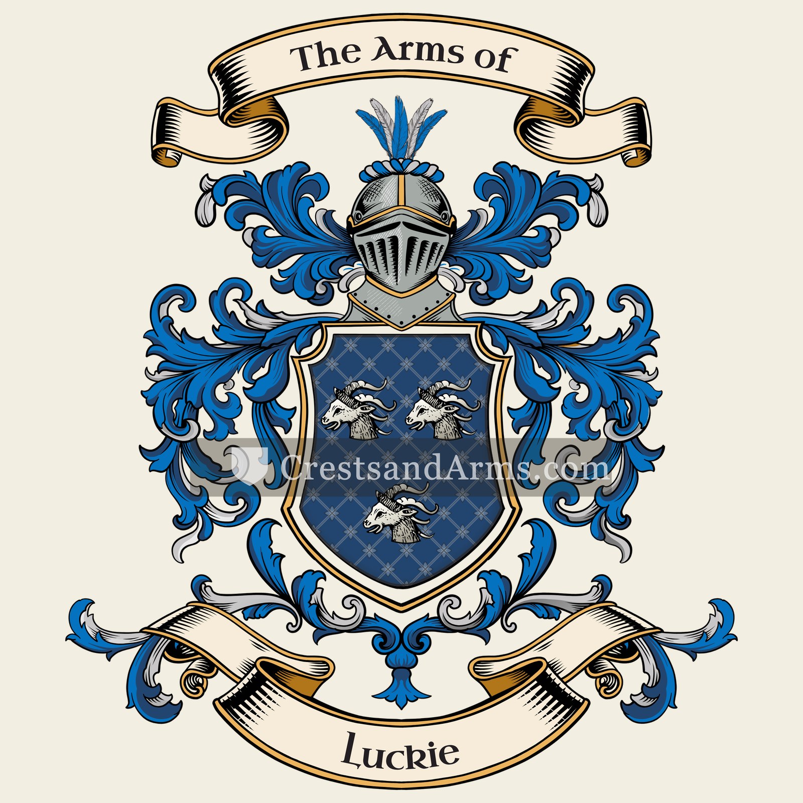 The Luckie coat of arms, drawn from the recorded blazon