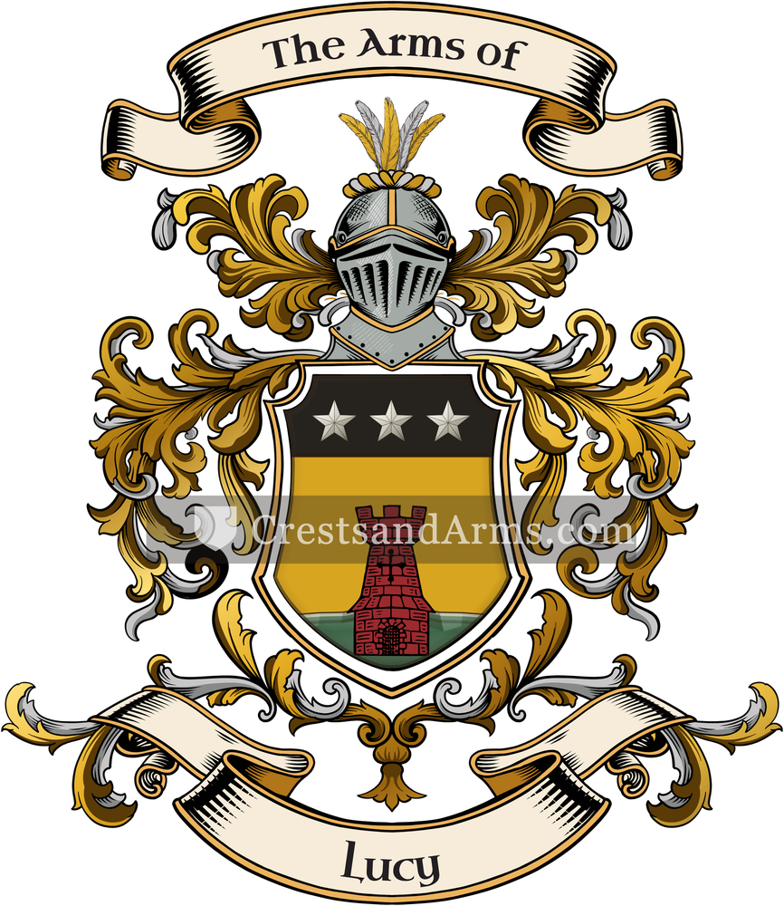 The Lucy coat of arms, drawn from the recorded blazon
