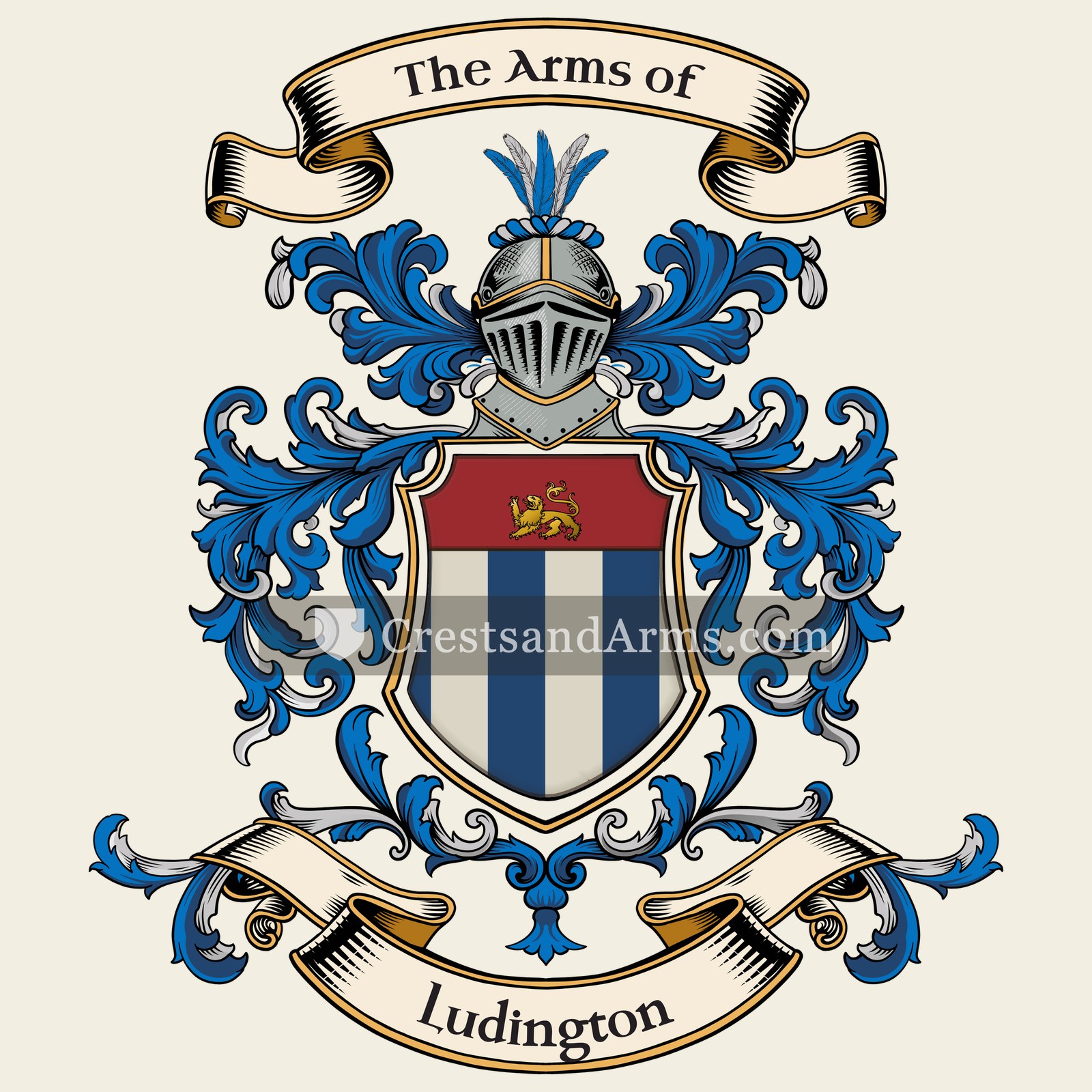 The Ludington coat of arms, drawn from the recorded blazon