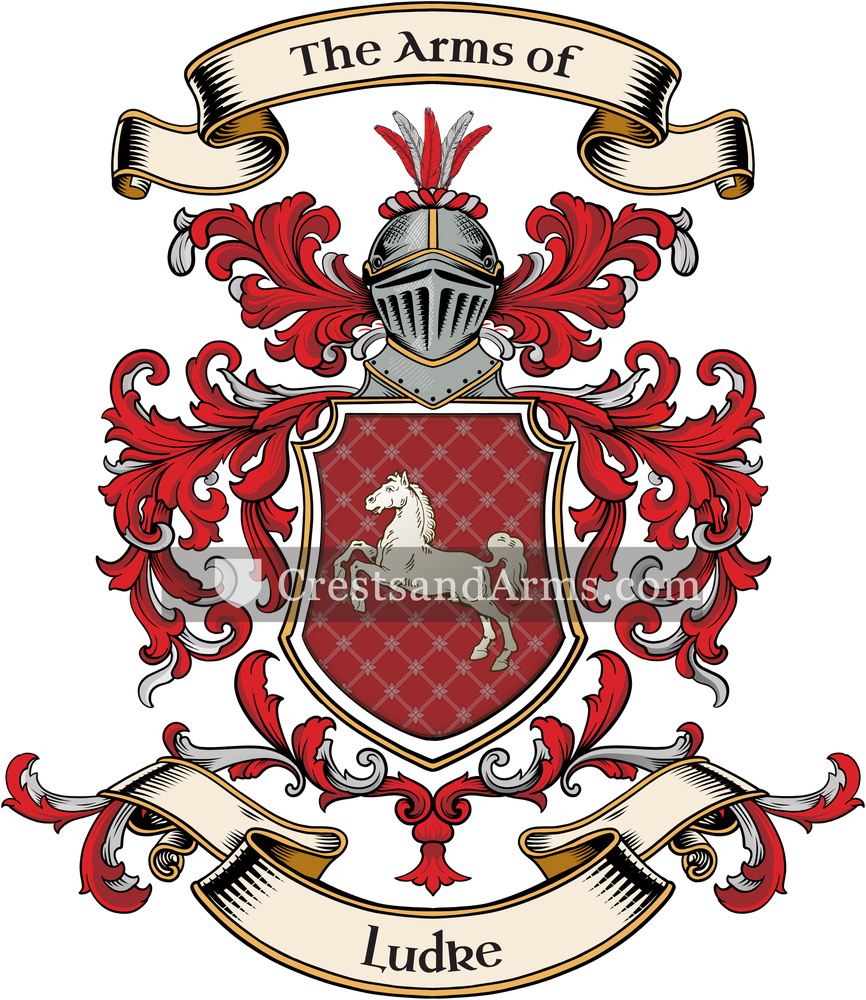 The Ludke coat of arms, drawn from the recorded blazon
