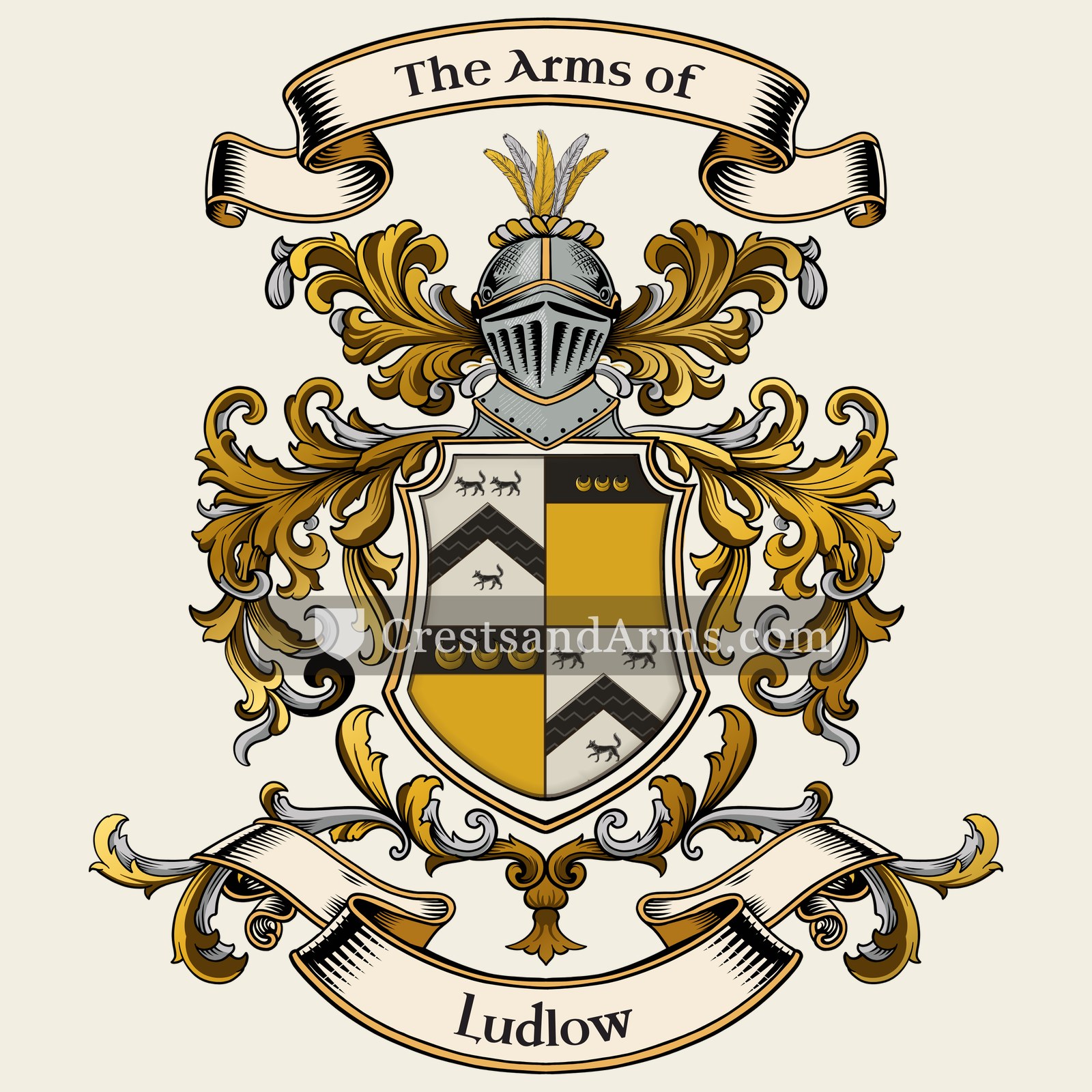 The Ludlow coat of arms, drawn from the recorded blazon